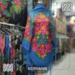 چارقد طرح گل درشت آبی