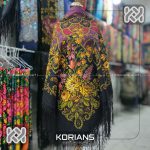 روسری ترکمن مدل فندقی طلایی