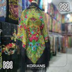 روسری ترکمنی پشمی زمینه مشکی کد Rw8841
