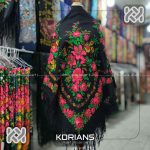 روسری ترکمن مشکی گل قرمز کد Rw8871