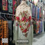 روسری ترکمن پشمی دلار رنگ کرمی