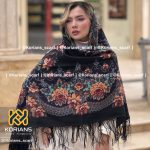 روسری پشمی طرح مریم آبی