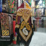 روسری ترکمن (یالق) مدل سفره‌ای قرمز
