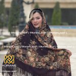 چارقد پشمی طرح مارال زمینه قهوه‌ای