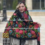 روسری ترکمن مدل نارگل مشکی