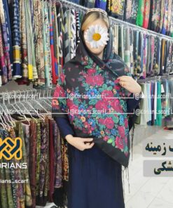 روسری نخی ترکمن مدل تاتار مشکی (حراجی)