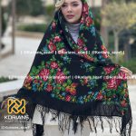 روسری ترکمنی پشمی زمینه مشکی کد Rw21409