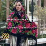 روسری ترکمنی پشمی زمینه مشکی کد Rw21925