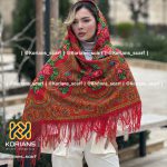 روسری ترکمنی پشمی مدل قیچی قرمز