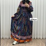 پیراهن ساحلی سینه کش آستین دار هندی اطلس