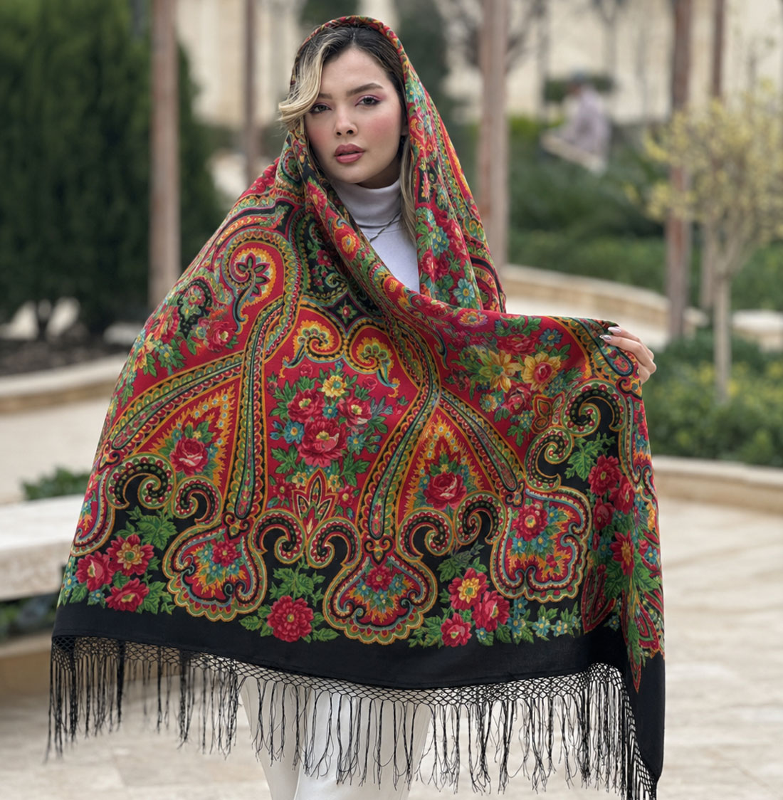13 روسری ترکمن پشمی اصل روسیه مدل Kake - Image 1
