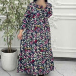 پیراهن پروانه ای چین دار 6055