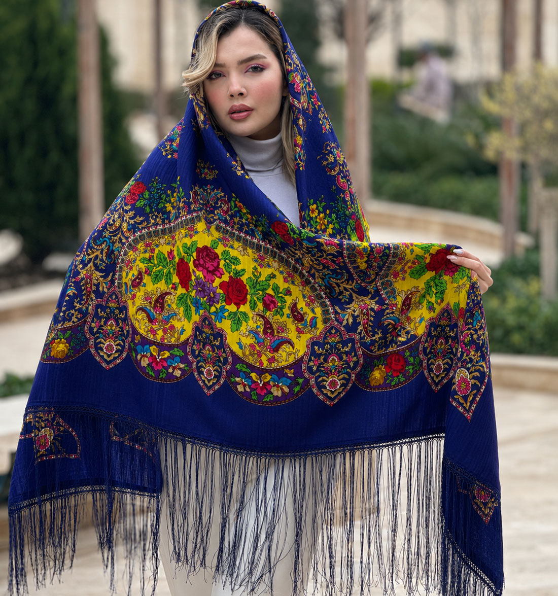 14 روسری ترکمنی پشمی اصل روسیه ریشه ابریشم - Image 1