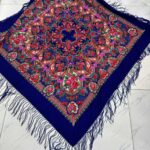 روسری پشمی اصیل ترکمن مدل مستانه آبی کد RW100137 - تصویر 2