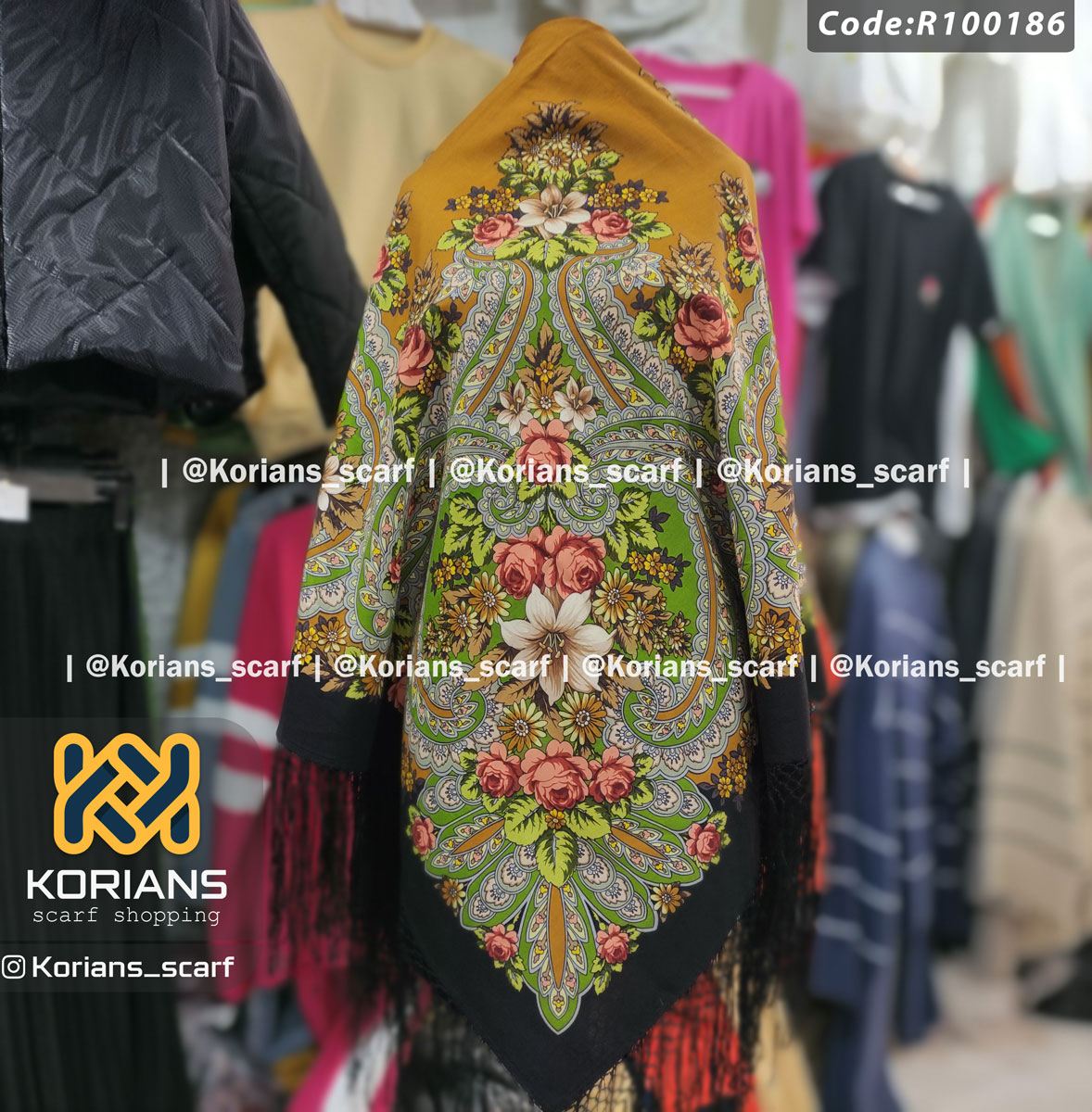 IMG_۲۰۲۴۱۲۲۳_۱۷۳۵۱۱ روسری ترکمنی پشمی اصیل کد R100186 - تصویر 1
