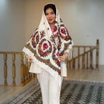 روسری نخی ترکمن مدل قاب گل - تصویر 5