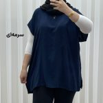 تاپ زنانه نخی ساده سایز بزرگ مناسب تا سایز 54 - تصویر 3