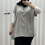 تاپ زنانه نخی ساده سایز بزرگ مناسب تا سایز 54 - تصویر 6