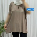 تاپ زنانه نخی ساده سایز بزرگ مناسب تا سایز 54 - تصویر 10