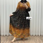 پیراهن کریشه دو رنگ گلریز - تصویر 3