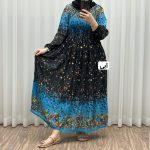 پیراهن کریشه دو رنگ گلریز - تصویر 2