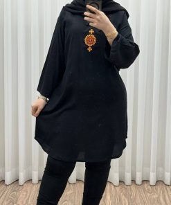 تونیک نخی گلدوزی مشکی