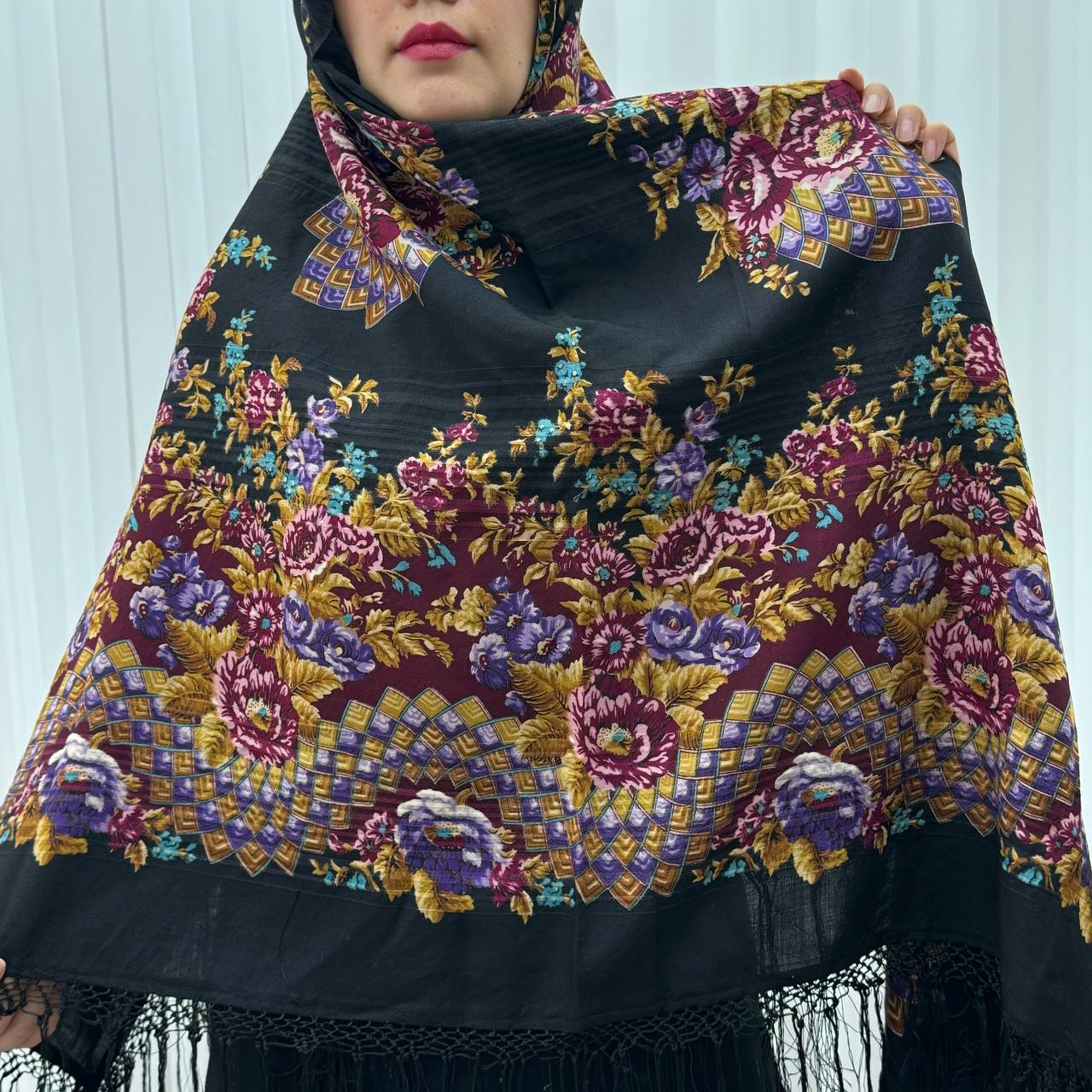 148 - 930 روسری ترکمن اصیل پشمی r100334 - تصویر 1