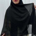 روسری حریر ساده دور دست دوز