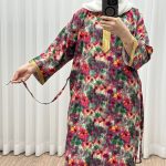 پیراهن نخی سه بعدی طلاکوب طرحدار کد 1063 - تصویر 9
