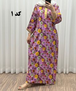 پیراهن نخی سه بعدی طلاکوب طرحدار کد 1063