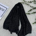 شال مشکی نخی طرح‌دار کد 878