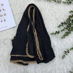 شال مشکی برشکا لب عدسی کرم وارداتی کد 946