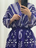 پیراهن ساحلی مدل ترمه آسمانی یقه چپ و راست کد 937 - تصویر 2