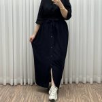 دامن نخی جلو دکمه چاک دار کد 1232