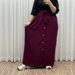 دامن نخی جلو دکمه چاک دار کد 1232 - تصویر 5