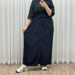 دامن نخی جلو دکمه چاک دار کد 1232 - تصویر 3