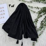 شال مشکی موهر ژاکارد کد 1350 - تصویر 2