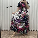 پیراهن ساحلی خارجی مدل آبرنگی آستین کوتاه