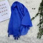 شال وارداتی حریر ساده منگوله دار کد 1799 - تصویر 2