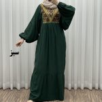 پیراهن نخی گلدوزی مدل شارلوت آستین کیمونو کد 1643 - تصویر 2