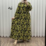 پیراهن نخی گلدار مدل برگ کد 1641 - تصویر 2