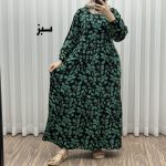 پیراهن نخی گلدار مدل برگ کد 1641