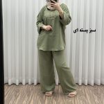 ست بلوز شلوار گلدوزی مدل آلنای کد 1639 - تصویر 5