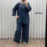 ست بلوز شلوار گلدوزی مدل آلنای کد 1639 - تصویر 4