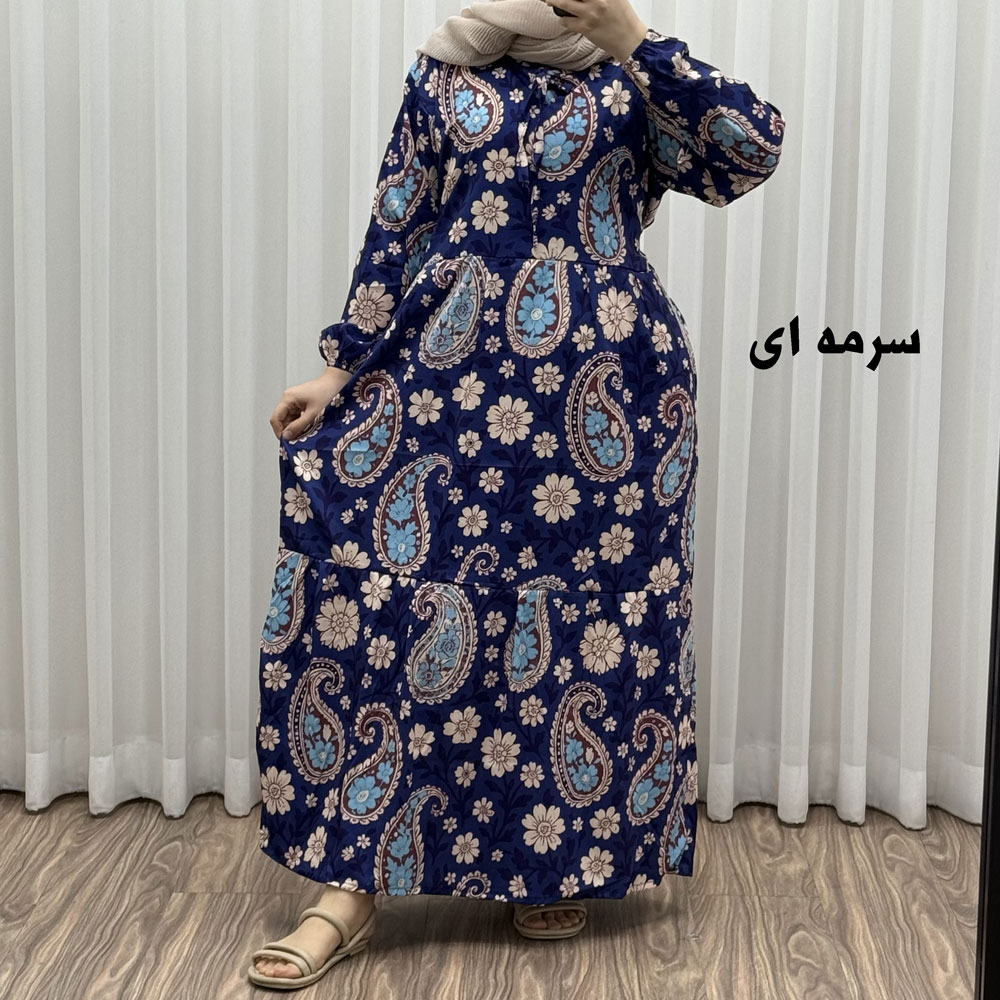 سرمه-ای پیراهن فلور بوگاتی ترمه کد 1644 - تصویر 1