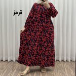 پیراهن نخی گلدار مدل برگ کد 1641 - تصویر 4