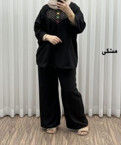 ست بلوز شلوار گلدوزی مدل آلنای کد 1639