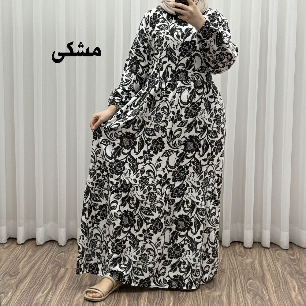 مشکی پیراهن فلور نخی مدل ایوبی کد 1642 - تصویر 1