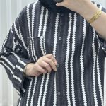 بلوز نخی راه راه جلو دکمه کد 2018 - تصویر 10