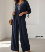 ست بلوز شلوار نخی مدل آتریسا کد V2021 - تصویر 2